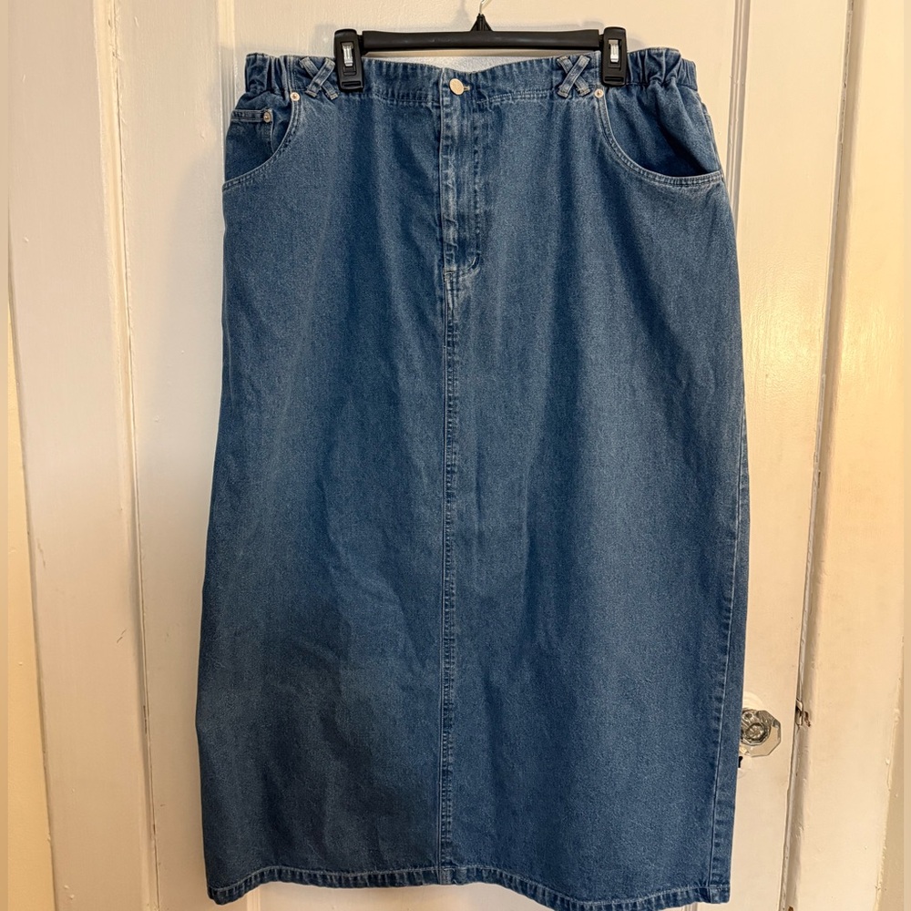 Denim&Co Classic Blue Midi Skirt 2X